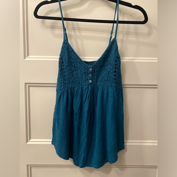 American Eagle~ Gorgeous Boho Blue Tank Top~ Size Medium - Picture 1 of 7